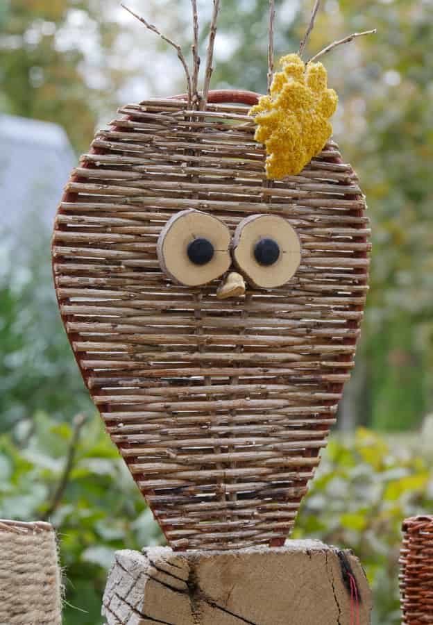 hibou et lapin en vannerie